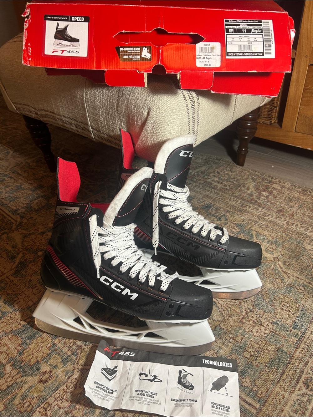 CCM JetSpeed FT455 Senior Player Skates DSG, Skate Sz 11/Boot Sz 12.5